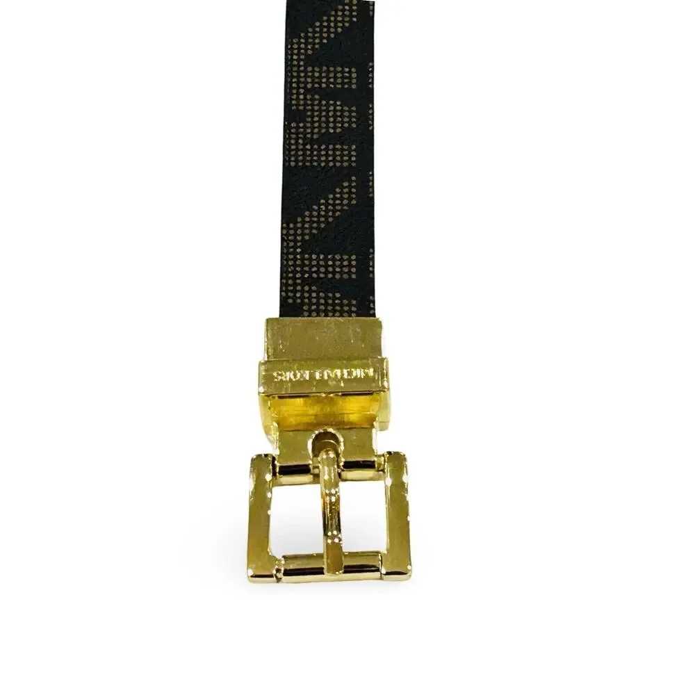 Michael Kors Skinny Belt Womens Size 28 - 29 Brown & Gold Reversible Signature